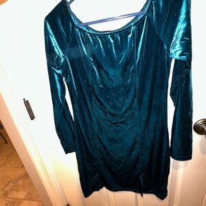 Chic Long Sleeve Teal Dress